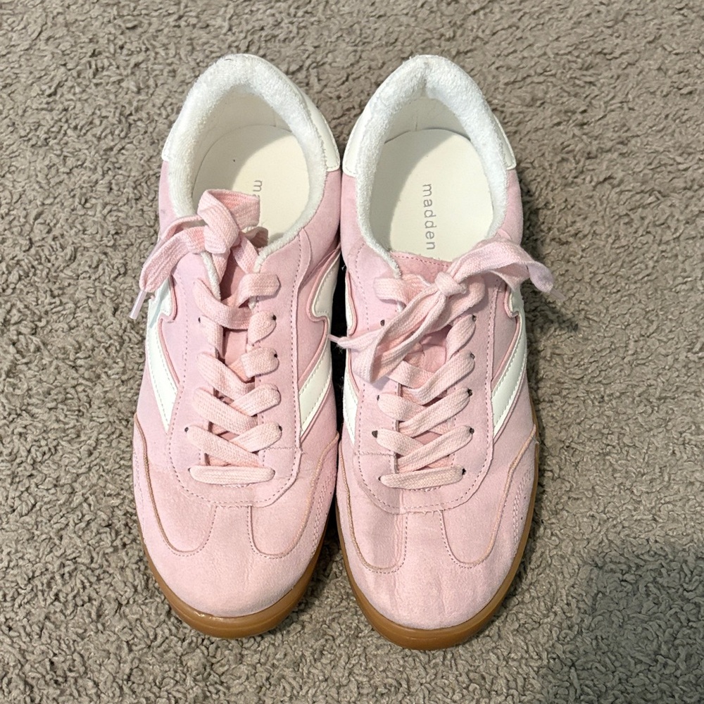Madden Girl Pink Suede & White Accent Lace-Up Sneakers